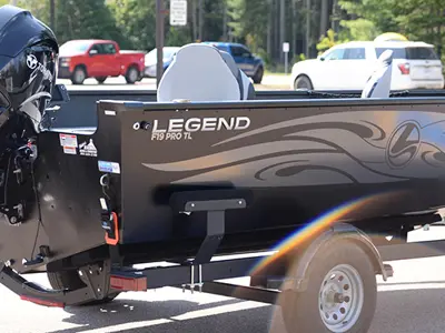 A picture of the Township's new aluminum Legend F19 PRO Tiller boat