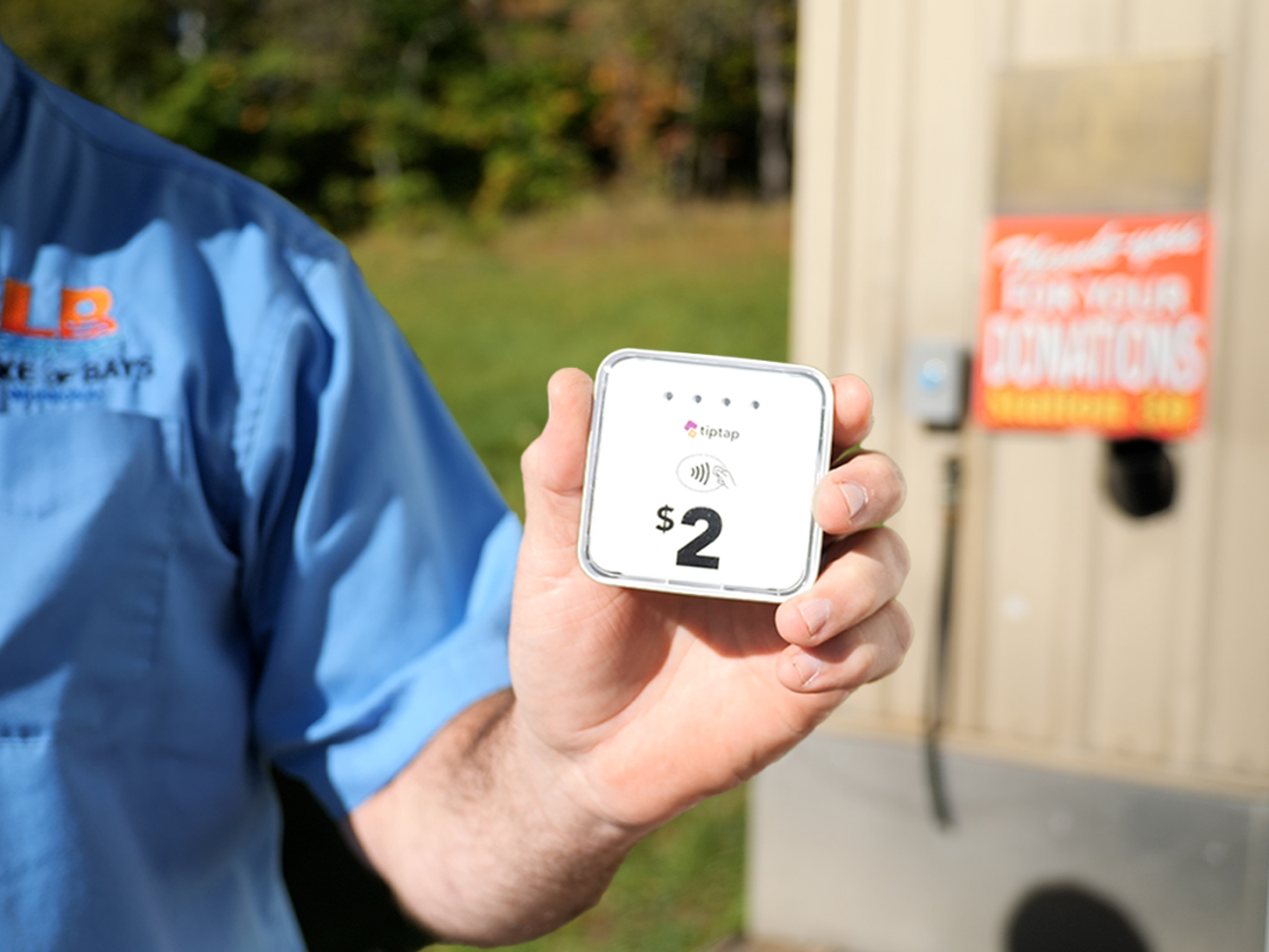 A Tap-to-Donate device at the Hillside Public Water Tap